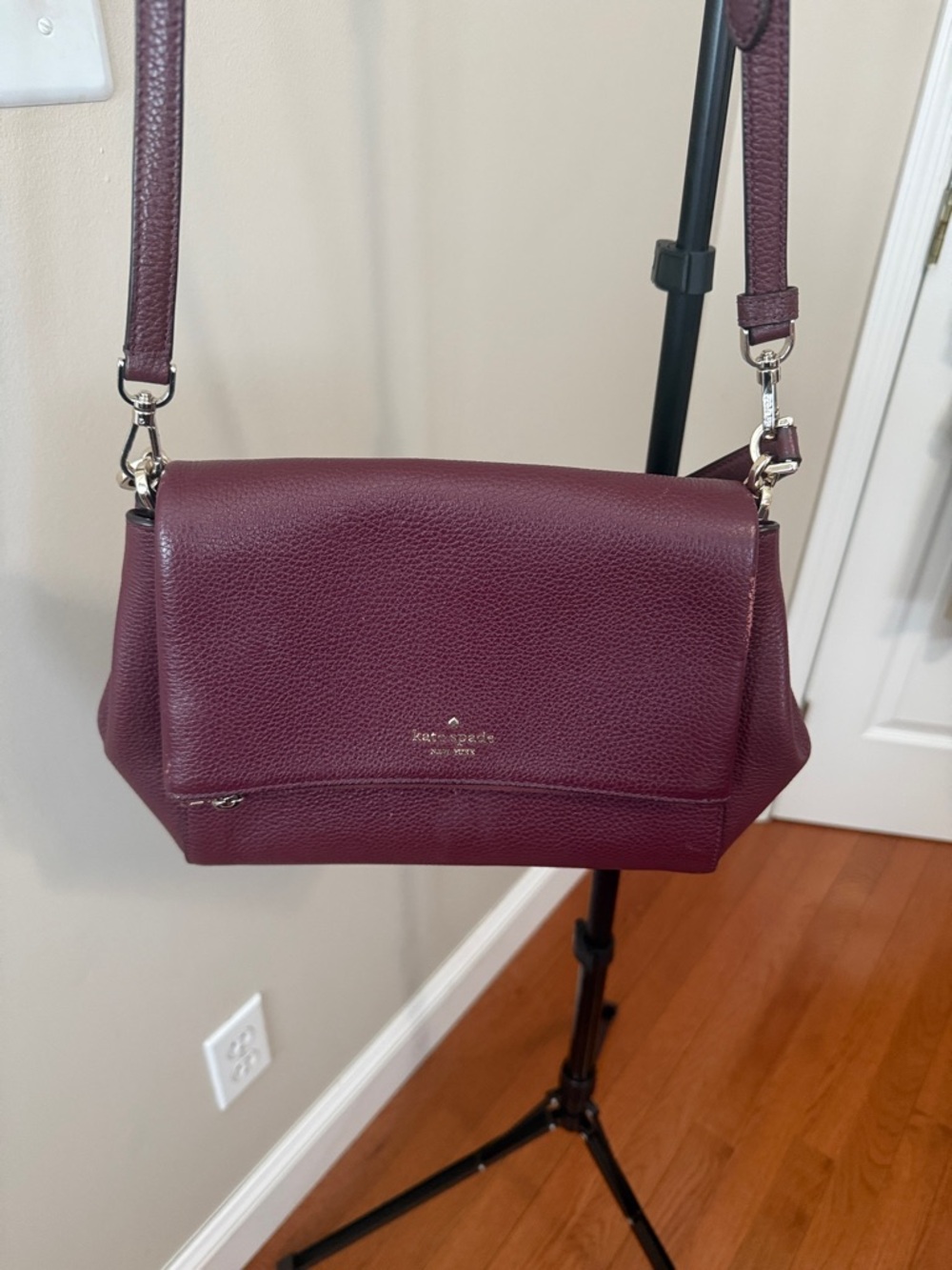 kate spade Pebbled Leather Crossbody in Wine